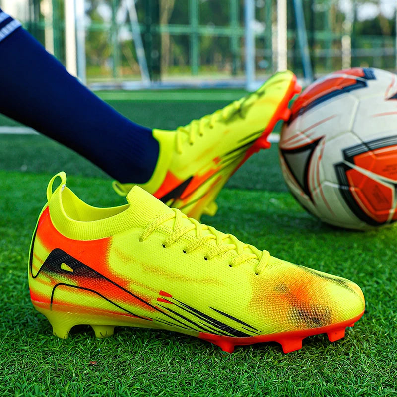 New Men's Football Boots FG Non-Slip Long Spikes Soccer Shoes Training Shoes Soccer Cleats Ultralight Outdoor Drop Shipping