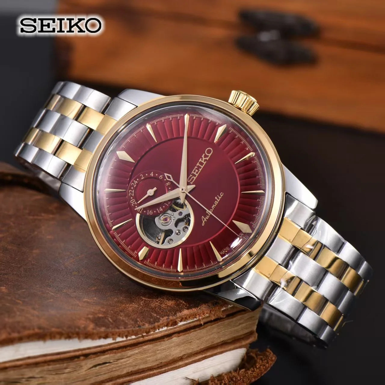 Seiko's new men's and women's business mechanical wristwatch, casual classic stainless steel strap, fashionable couple's watch