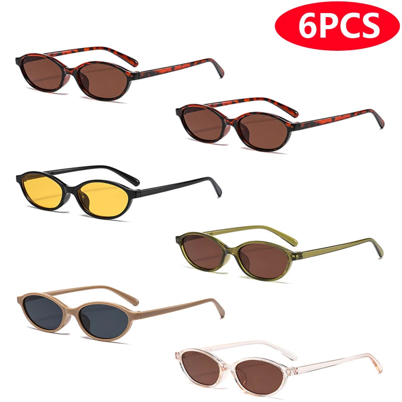 1/4pcs New Casual Elliptical Sunglasses Female Multi Color Frame Glasses Fashion Small Frame Design UV400 Sun Glasses Unisex