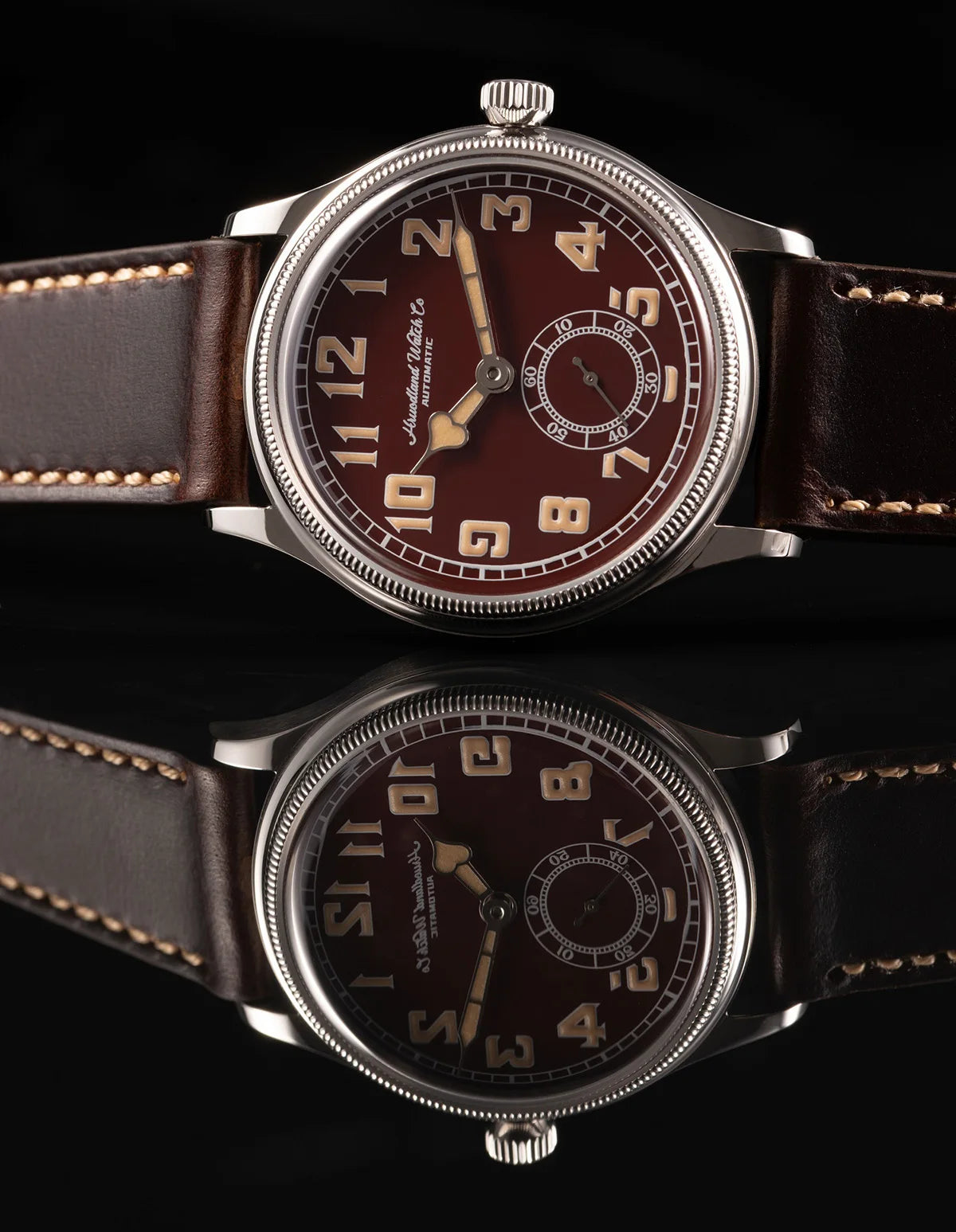 Hruodland 2024 New Retro Classic Men Watches Automatic Mechanical Stainless Steel Brown Leather Diving Wristwatch for Male
