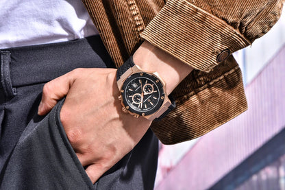 Quartzhorloges voor heren van PAGANI DESIGN – Luxe sportchronograaf, waterdicht, voorzien van lichtgevende wijzers en een saffierglas met antireflectiecoating