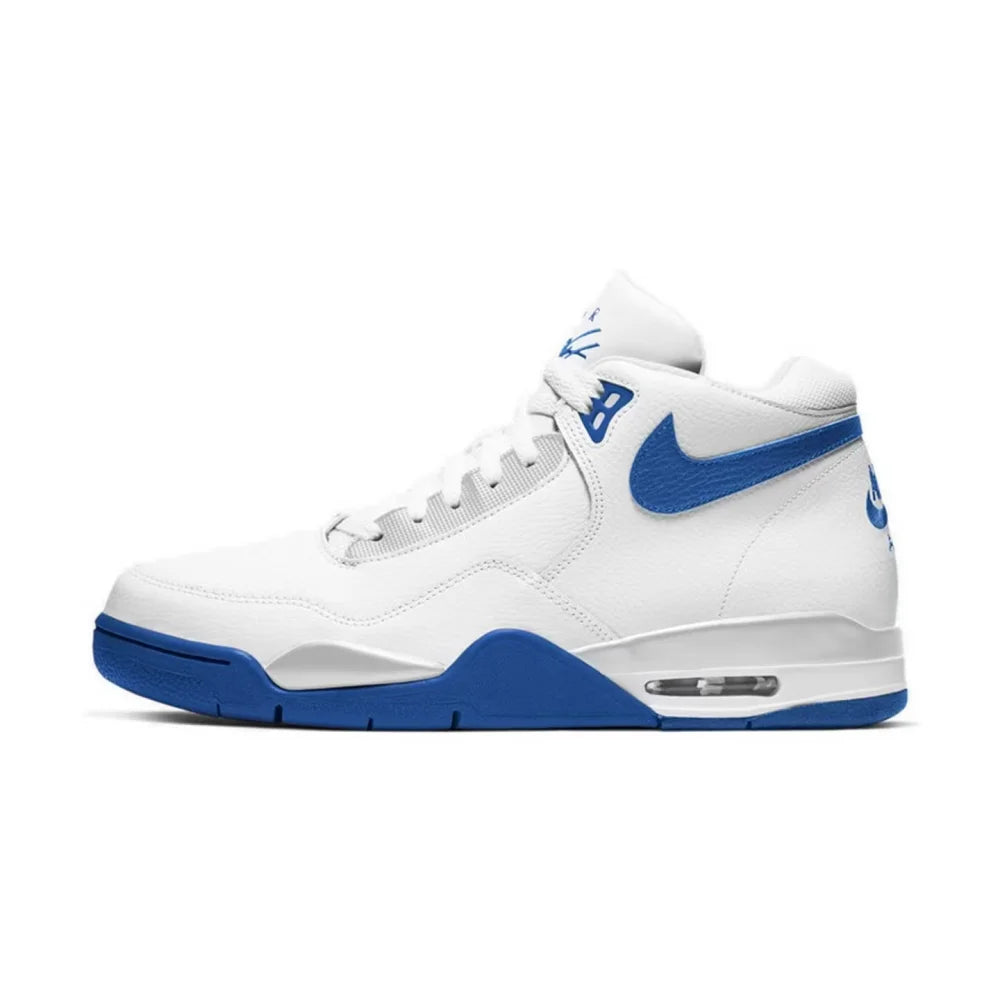 Nike Flight Legacy: Ténis de basquetebol retro de cano médio, confortáveis e versáteis, para homem, branco/azul, BQ4212-103