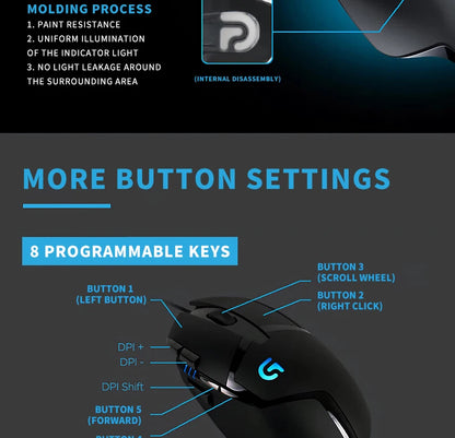 Logitech (G) G402 herní myš drátová myš pro e-sport mechanická myš s programovatelnými makry pro CSGO, PUBG a kompetitivní hraní