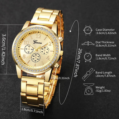 5PCS Luxury Diamond Women Watches Bracelet Set Ladies Arabic Dial Quartz Wristwatches Reloj Mujer (Without Box)
