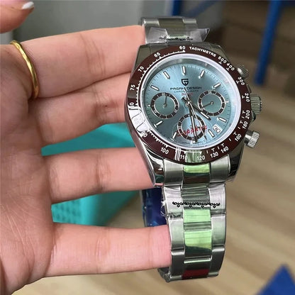 PAGANI DESIGN herenhorloge – Model met gekleurde wijzerplaten, luxe quartz-polshorloge, chronograaf met een uurwerk