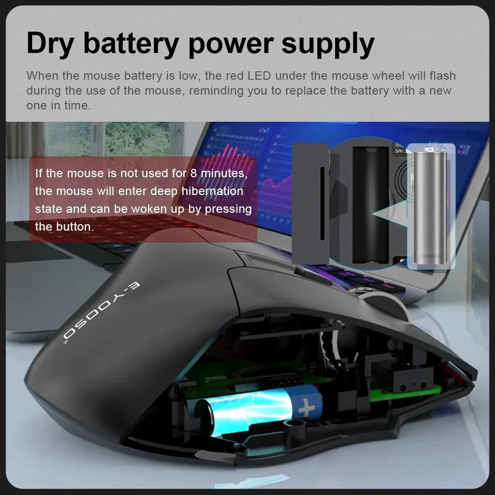 E-YOOSO X-31 USB 2.4G trådløs gamingmus i stor størrelse til store hænder PAW3212 4800 DPI 5 knapper til gamere, computer, bærbar og PC