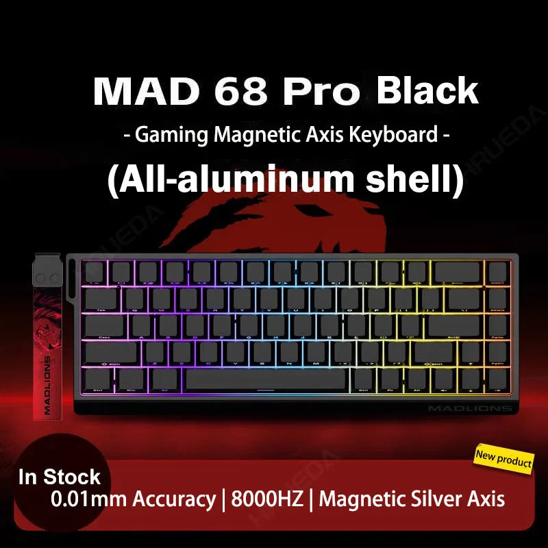 MADLIONS Mad 60he Mad60HE Mad 68HE Teclado mecánico para gaming personalizado con interruptor magnético, cableado, hot swap y tasa de sondeo de 8K
