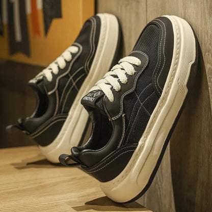 Men's Ultralight Breathable Mesh Sneakers 2025 Fashion Thick Sole Casual Shoes Comfortable Lace-up Trainers for Daily Walking