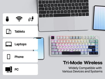 EPOMAKER x AULA F75 75% ANSI Gasket Hot-Swap Bluetooth 5.0/2.4G Wireless/Wired Mechanical Keyboard PBT Keycaps for Win/Mac