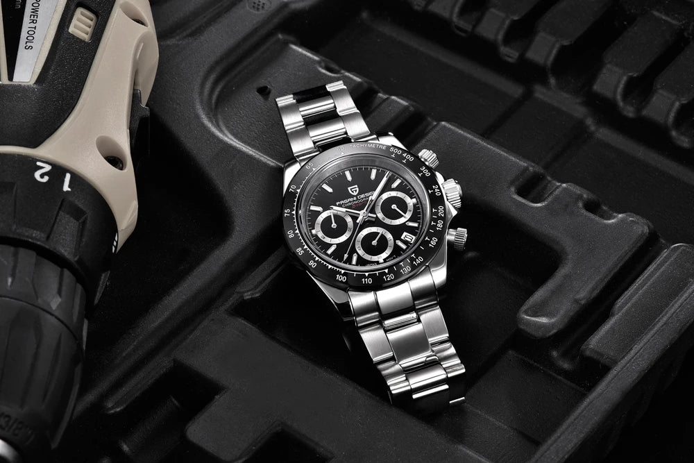 PAGANI DESIGN herenhorloge – Model met gekleurde wijzerplaten, luxe quartz-polshorloge, chronograaf met een uurwerk