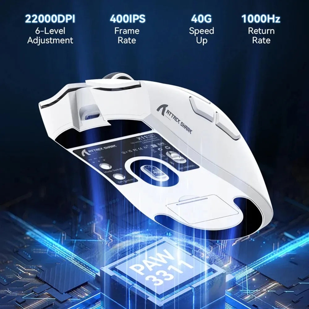 ATTACK SHARK X11SE ultraleichte kabellose Gaming-Maus, 20Millionen Klicks Lebensdauer, PAW3311 Gaming, 22KDPI, 400IPS, 40G, 1KHz, 65 Stunden, 30mAH