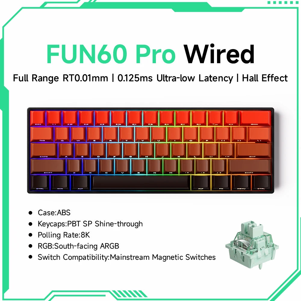 Akko MonsGeek FUN68 FUN60 PRO&MAX Tastiera magnetica HE 60% 65% Tastiere da gaming Rapid Trigger 8K Tastiera custom per gamer Esports