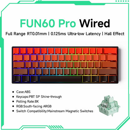 Akko MonsGeek FUN68 FUN60 PRO&MAX Tastiera magnetica HE 60% 65% Tastiere da gaming Rapid Trigger 8K Tastiera custom per gamer Esports