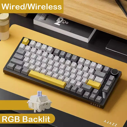 Tastiera meccanica da gaming AJAZZ AK820 Pro cablata e wireless, tri-mode, retroilluminazione RGB, switch hot-swap, layout compatto 70%, PC/Mac
