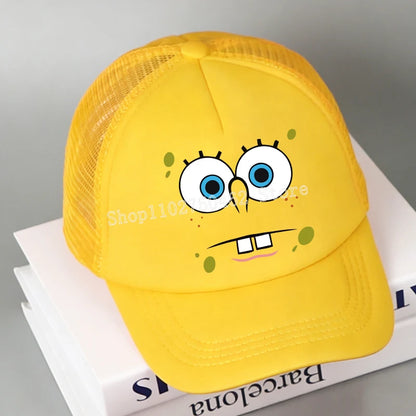 SpongeBobs Baseball Cap Kids Adult Kawaii Expression Sun Hat Summer Breathable Mesh Sunbonnet Outdoor Sports Headgear Gift New
