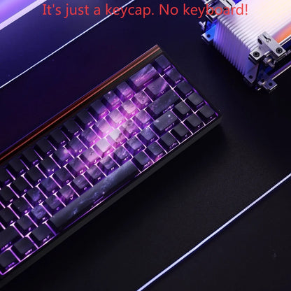 Keycap PBT trasparenti Cherry con incisione laterale e sfumatura Purple Galaxy, 135 tasti, compatibili con tastiere meccaniche 60/64/84/98/108