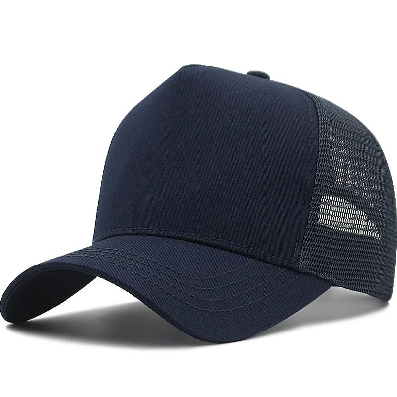 Felnőtt nyári pamut trucker sapka, női hálós napellenző sapka, nagy méretű sapka, férfi plusz méretű baseball sapka, 55–60 cm, 60–65 cm