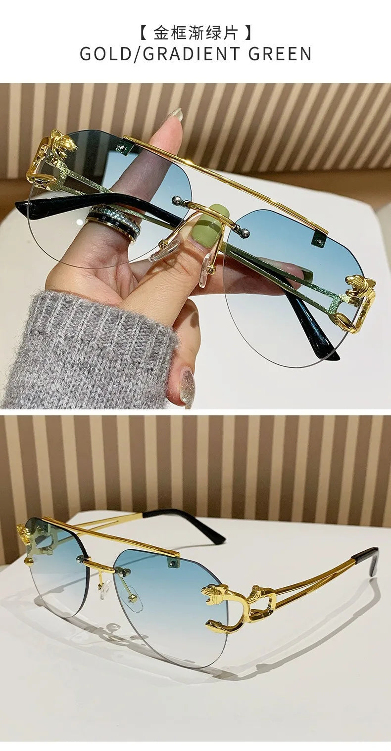 Rimless Women Sunglasses Luxury Designer Vintage Uv400 Men Sun Glasses Lunette Shades De Soleil Femme Gafas De Sol Mujer Lentes