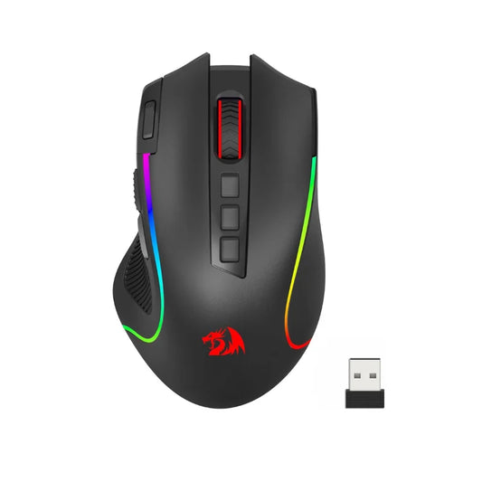 Redragon M612 PRO BT & 2.4RGB gamingmus, 8000 DPI trådbunden/trådlös optisk gamermus med 11 programmerbara knappar och 6 bakgrundsbelysta lägen