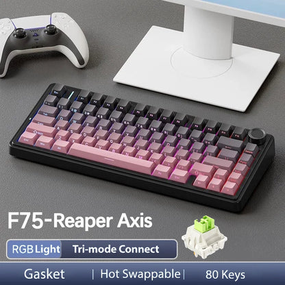 Teclado Mecânico Gaming Sem Fios AULA F75 Pro com Montagem Gasket, RGB Personalizado, Layout 75% e Teclas PBT com Gravação Lateral