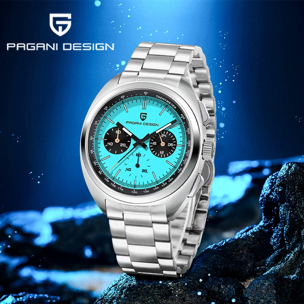 Relógio masculino de quartzo Pagani Design 2026 Fashion, marca de topo de luxo, safira, cronógrafo masculino VK63 em aço, de mergulho
