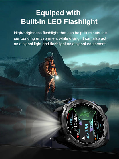 2026 New Military Smart Watch GPS Track Compass Altimeter Bluetooth Calling 860mAh Battery DTG1 Men Outdoor Sports SmartWatch