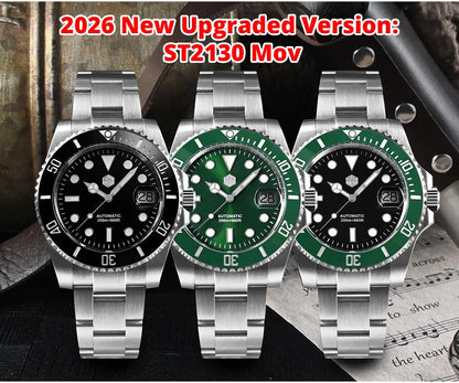 San Martin Verbesserte Version 40mm Water Ghost Diver Watch Herren Luxus-Automatikuhr Mechanische Uhr Saphir Wasserdicht 200m SN0017
