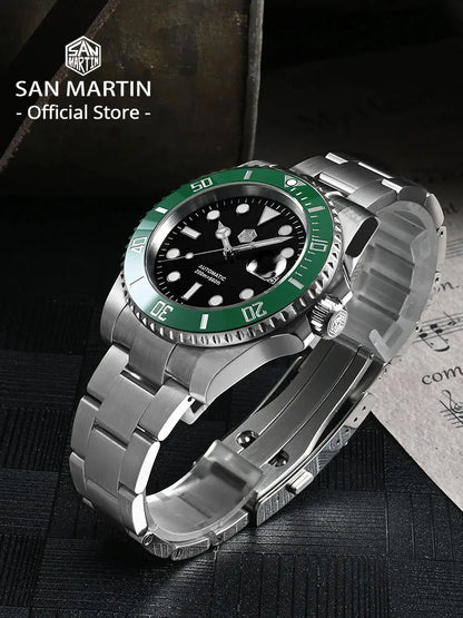 San Martin Verbesserte Version 40mm Water Ghost Diver Watch Herren Luxus-Automatikuhr Mechanische Uhr Saphir Wasserdicht 200m SN0017