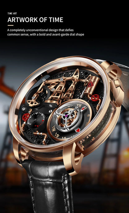 PINDU Design New Button Oil Pump Quartz Watch for Men Swiss Quartz 762 Movement Sapphire Waterproof Stainless Steel Men's Watch