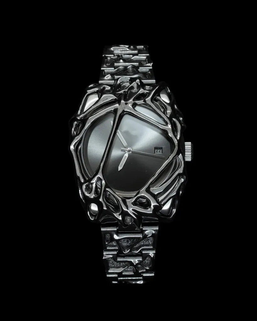 Unique Minimalism Men's Watches Irregular Dial Design Fashion Casual Street Punk Gothic Y2k Wristwatch for Men Black Color Gift