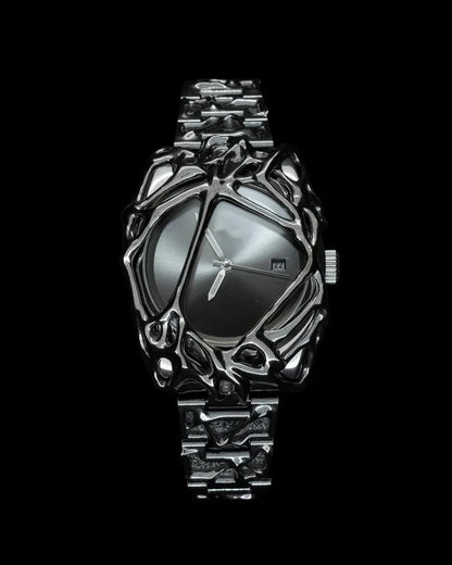 Unique Minimalism Men's Watches Irregular Dial Design Fashion Casual Street Punk Gothic Y2k Wristwatch for Men Black Color Gift
