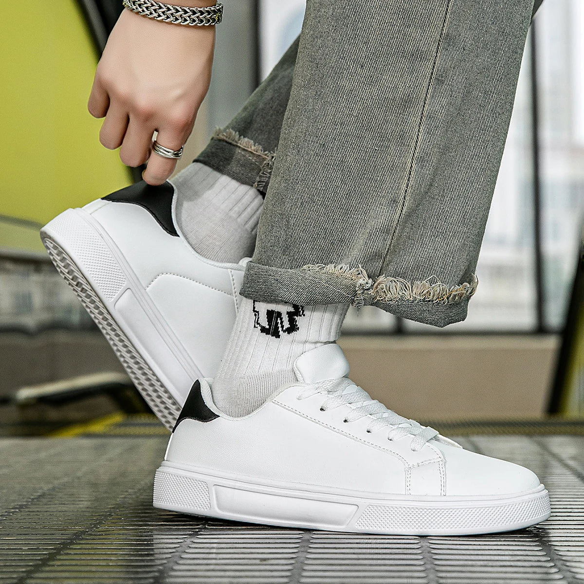 Sapatos de couro sintético para homem, ténis, sapatos casuais da moda, calçado de lazer para homem, ténis masculinos, calçado vulcanizado para homem, sapatos para casal, sapatos para mulher