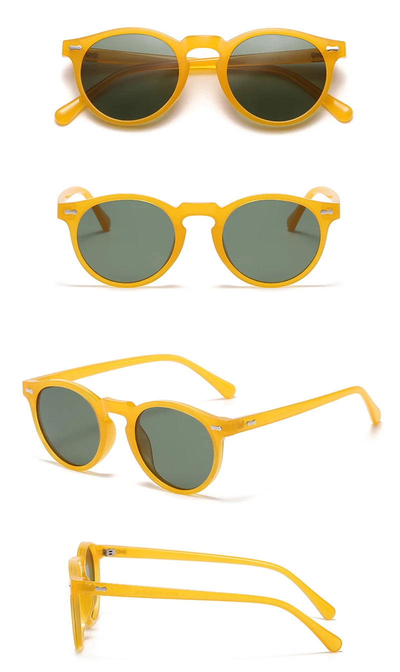 Peekaboo polarized sunglasses for men korean fashion driving round sun glasses for women uv400 green brown summer accessories