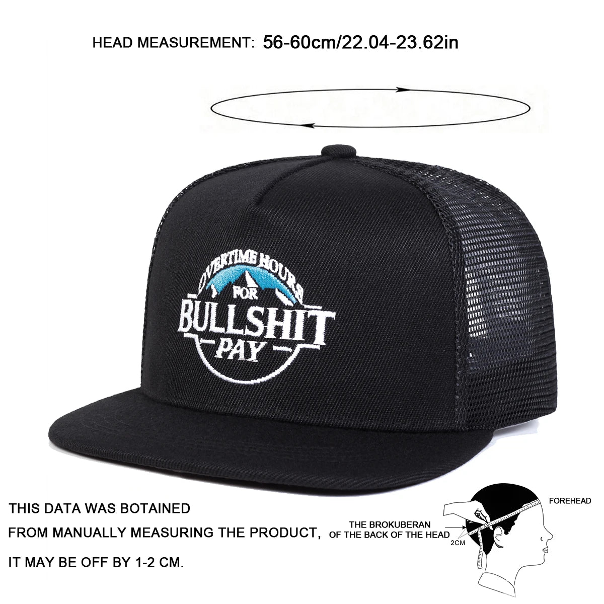 Unisex BULLSHIT PAY Embroidery Hip-hop Net Hats Spring Summer Outdoor Adjustable Sports Casual Baseball Caps Sunscreen Hat Cap