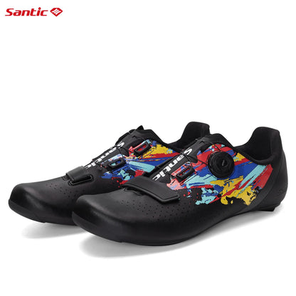 Santic Mens Cycling Shoes 2025 New Glass Fiber Nylon Sole Outdoor Pro Road Racing Shoes Auto-lock Road Riding Bicycle Sneakers