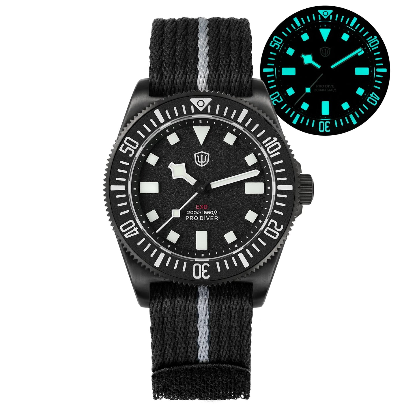 Watchdives EXD 40Mm Titanium Dive Watch Men's VH31 Sweep Quartz Watches 200 Waterproof AR Sapphire BGW9 Luminous 316L Wristwatch