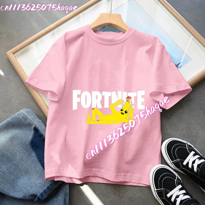 Fortnites Series Summer-børnetøj, hot game T-shirt til drenge og piger, tegneserieprint, kortærmede toppe til børn, sjove fødselsdagsgaver