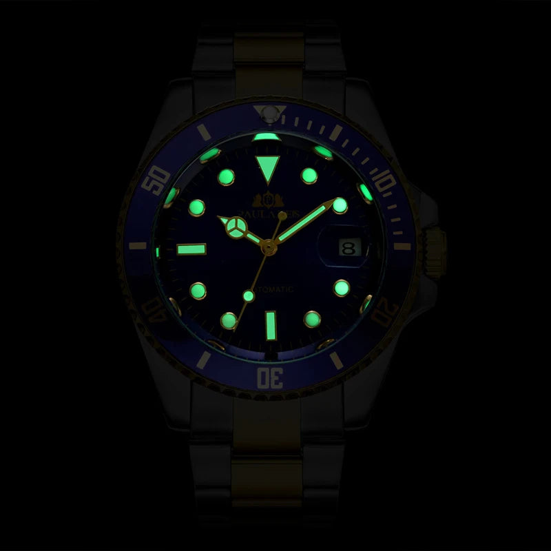 High Quality Automatic Mechanical Watch for Men Stainless Steel Red Dial Date Strong Luminous Luxury Men Watch Reloj Hombre