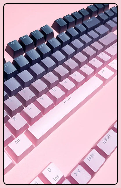 Teclas Gamer RGB retroiluminadas em degradé para teclado mecânico com switch MX, perfil OEM, PBT, branco e azul, layout ISO, teclas DIY