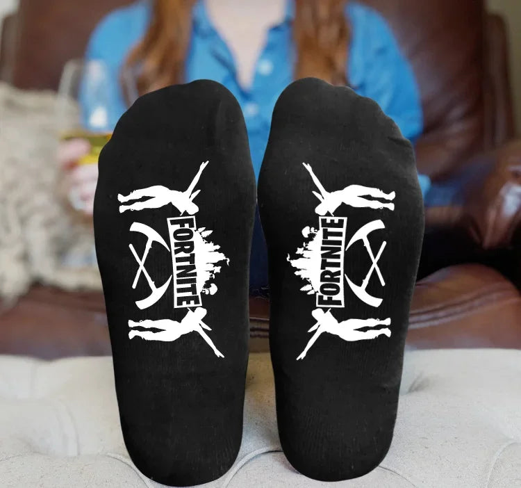 FORTNITE Sports Socks Summer Black White Breathable Low Cut Socks No Show Cotton Soft Athletic Casual Short Socks