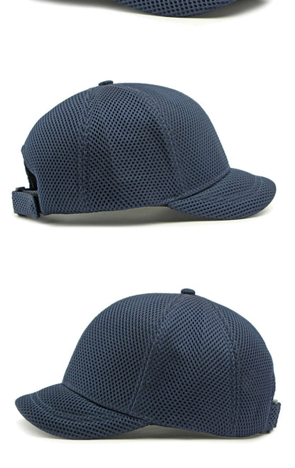 HT4828 Casquette de baseball à visière courte de 5 cm pour homme, 6 panneaux, en maille respirante, style « trucker », pour hommes et femmes, unie, à fermeture à pression