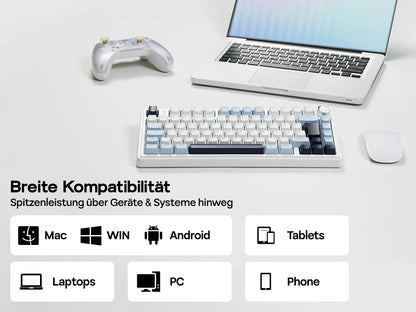 Teclado mecánico inalámbrico EPOMAKER x AULA F75 ISO-DE con conectividad trimodo, distribución alemana QWERTZ y batería de 4000 mAh