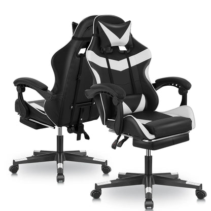 Ergonomic Gaming chair with massage function, height adjustable office chair computer chair with armrests headrests, up to 150KG