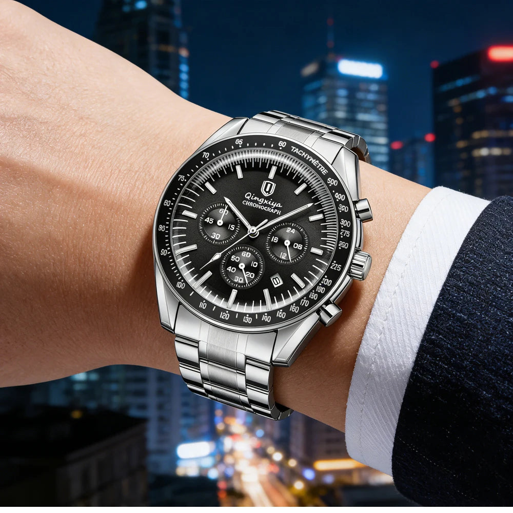 Luxury Brand Men Quartz Watch Waterproof Luminous Stainless Steel Men's Watches 24 Hours Chronograph Date Business Watch For Man