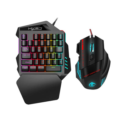 Wired Backlight Keyboard Mouse Set One-handed Professional Gaming Keyboard Mini Portable Game Mouse for Battle Royale Game
