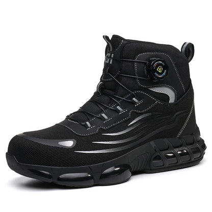 Bottes de sécurité de travail montantes pour hommes, chaussures de protection indestructibles à bout en acier, bouton rotatif, chaussures de travail de sécurité