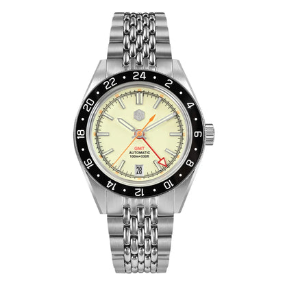 San Martin 39.5mm Limited Edition Full Lume Dial Automatic Men's Watch NH34 GMT 6H Date 10Bar Luxury Watch SN0116W