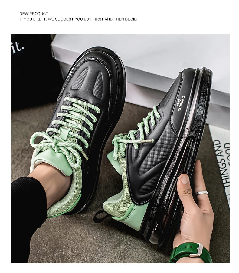 Ténis desportivos de corrida para homem com amortecimento a ar; ténis casuais, respiráveis e leves para mulher; ténis desportivos confortáveis e antiderrapantes para caminhada