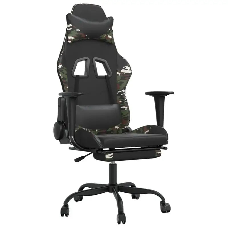 Gaming Chair with Footrest Reclining Ergonomic Racing Chair, 360° Swivel Gaming Chair with Adjustable Height, PU Leather Computer Gaming Chair for Office & Home