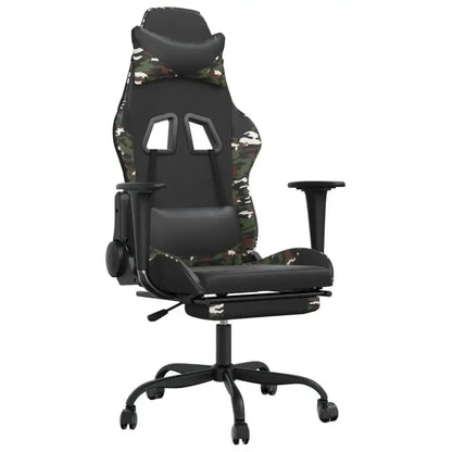 Gaming Chair with Footrest Reclining Ergonomic Racing Chair, 360° Swivel Gaming Chair with Adjustable Height, PU Leather Computer Gaming Chair for Office & Home